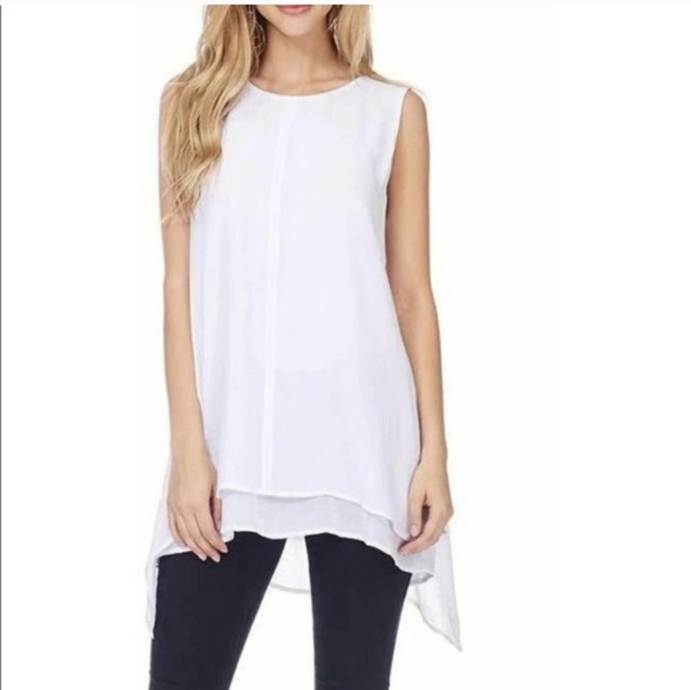 NWT Fever Ladies'‎ Sleeveless Blouse Shirt Women's Soft Light White M